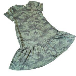 Jane & Delancey Women's Ruffled Hem Camouflage T-shirt Dress XS
